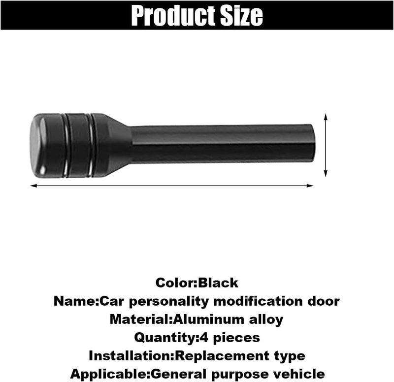 GLSOWEE 4PCS Car Door Lock Knobs, 1.96×0.47 Inch Door Lift Bolt Auto Inner Door Pull Pins, Aluminum Alloy Door Lock Cover Decor, Universal Car Accessories for Most Cars, Trucks (Black) - Image 2